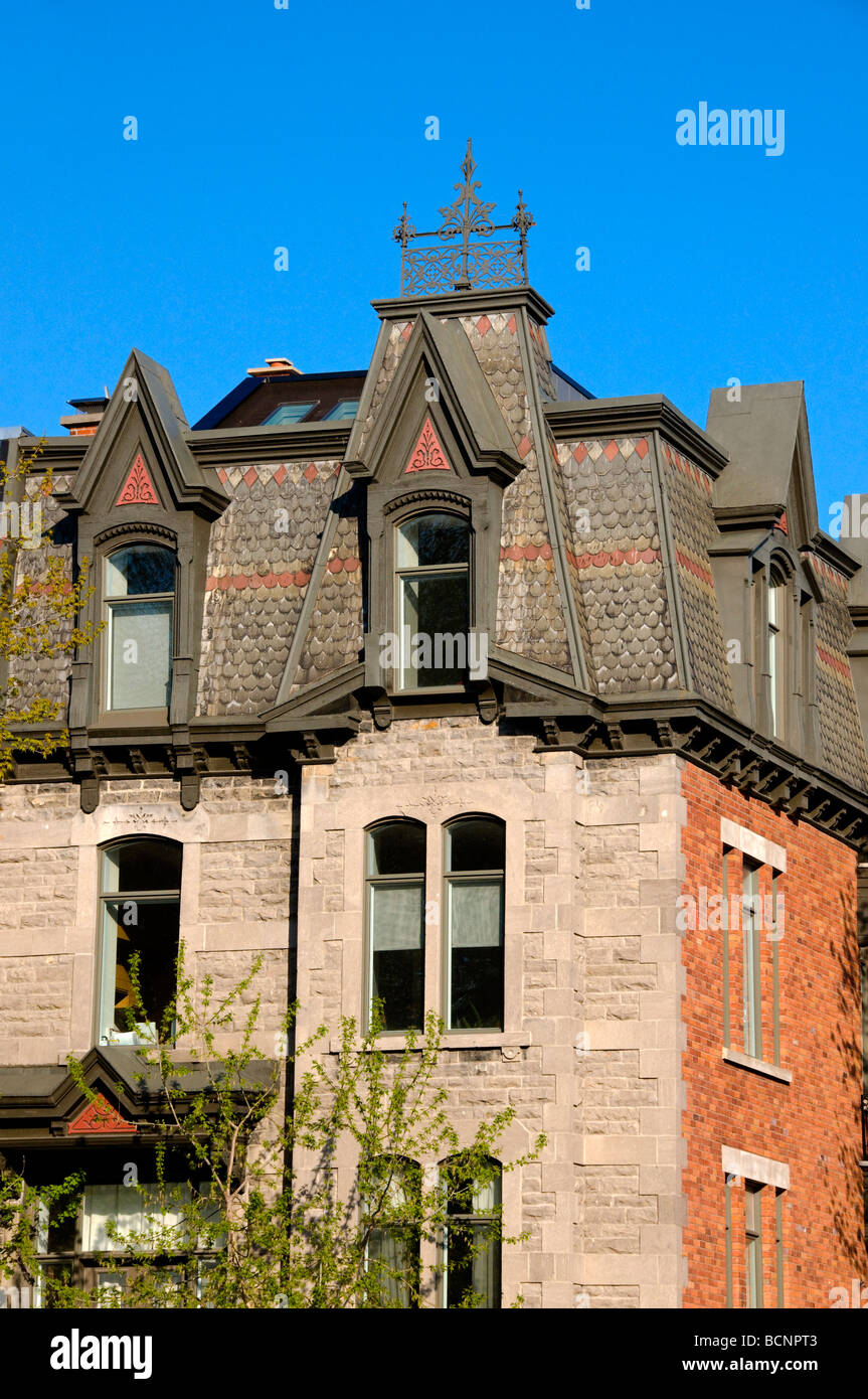 Maison typique Carré Saint Louis Plateau Mont Royal Montréal Québec Canada Banque D'Images