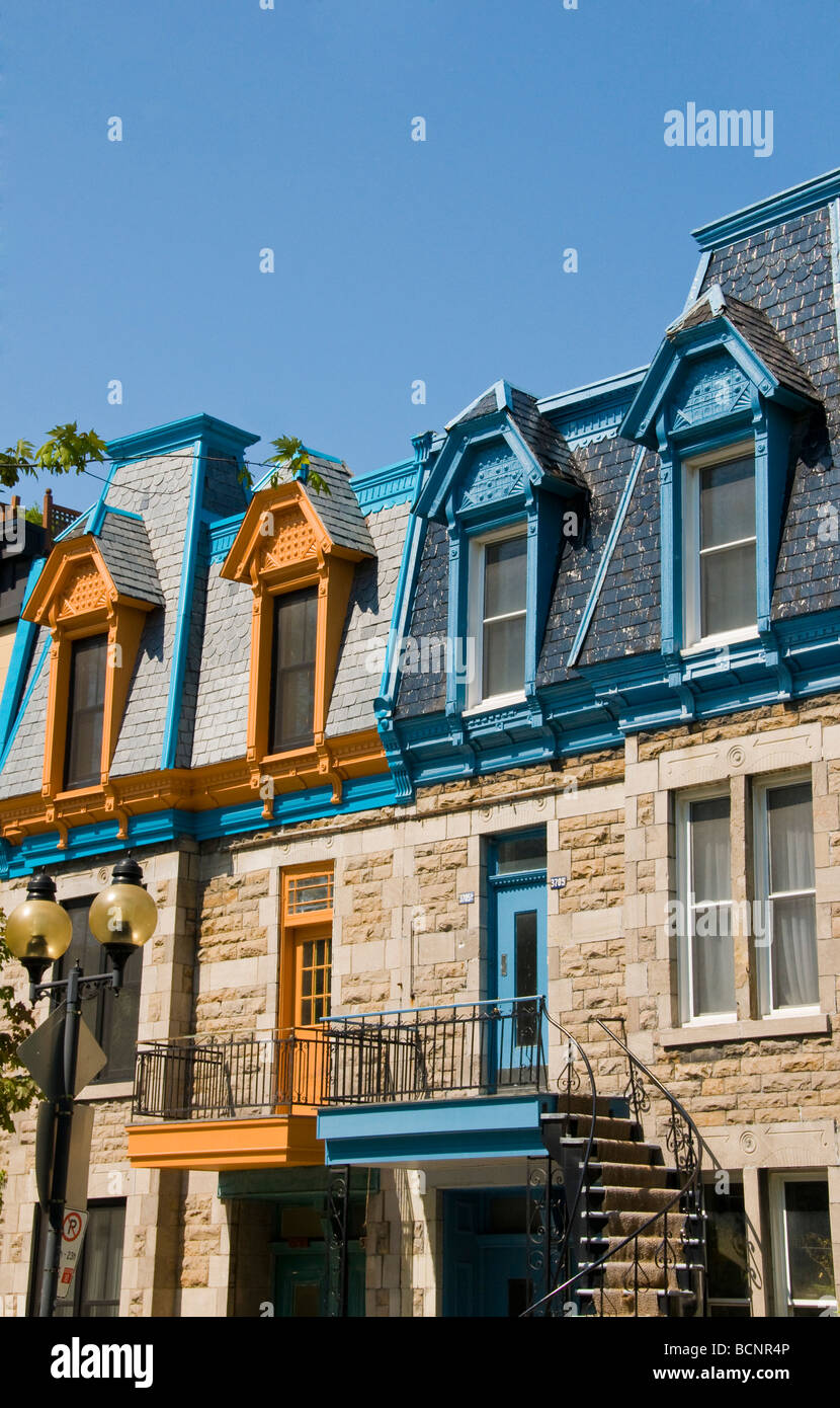 Maisons typiques sur le Plateau Mont Royal Montréal Canada Banque D'Images
