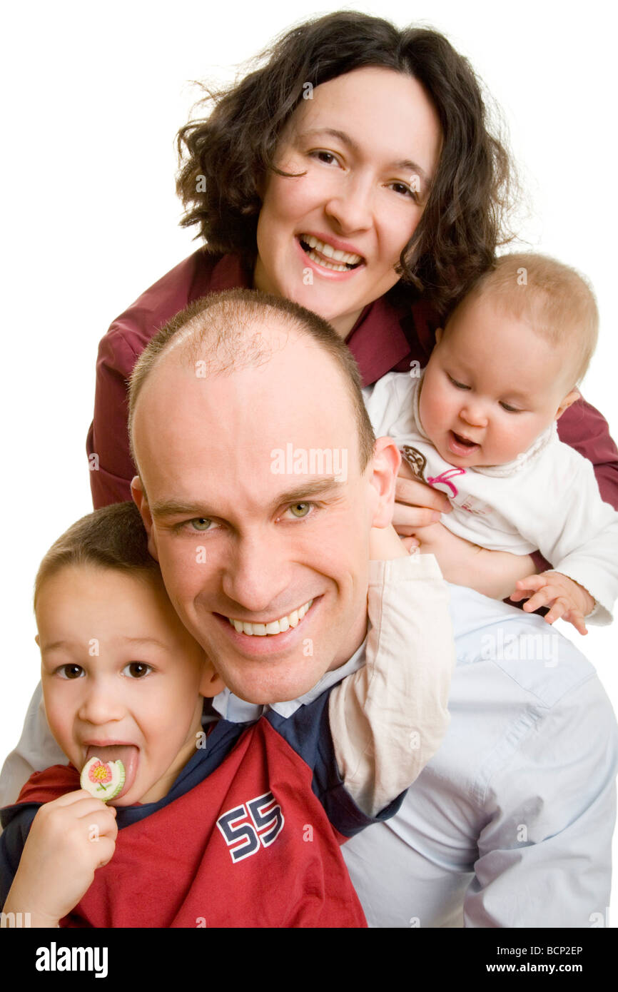 Glückliche Familie mit Mutter Vater und Sohn Baby Banque D'Images