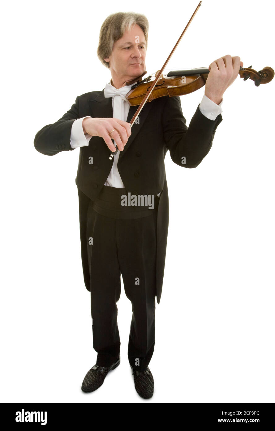 Eleganter Mann im spielt fracturation konzentriert Violine Banque D'Images