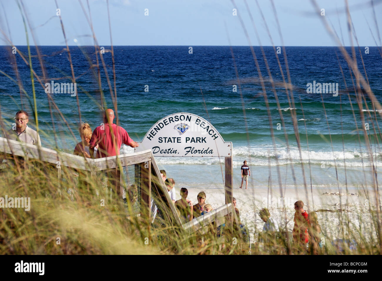 Parc d'État de plage Henderson signe Destin Florida Banque D'Images