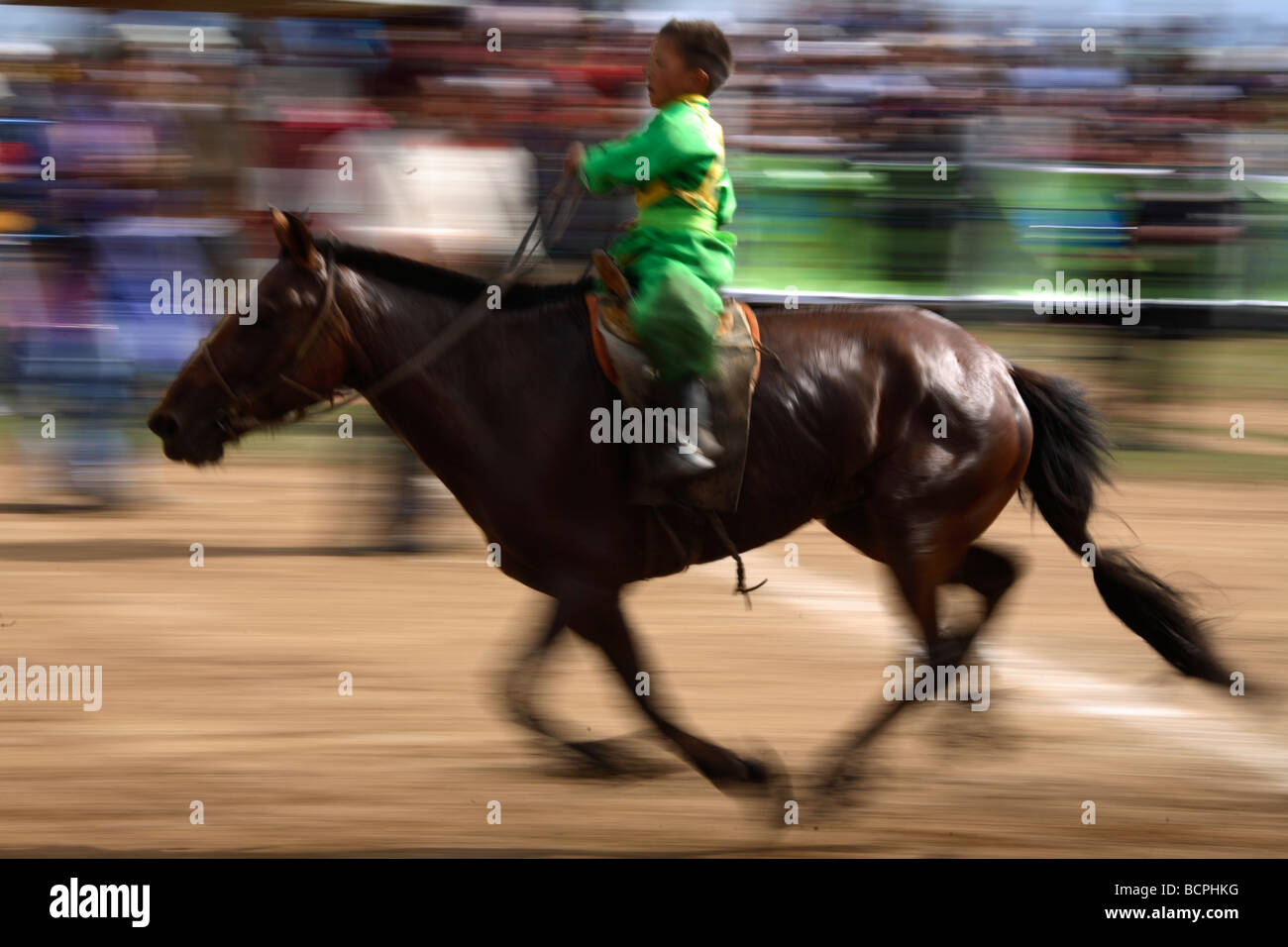 Les courses de chevaux au festival Naadam, Ulaanbaatar, Mongolie Banque D'Images