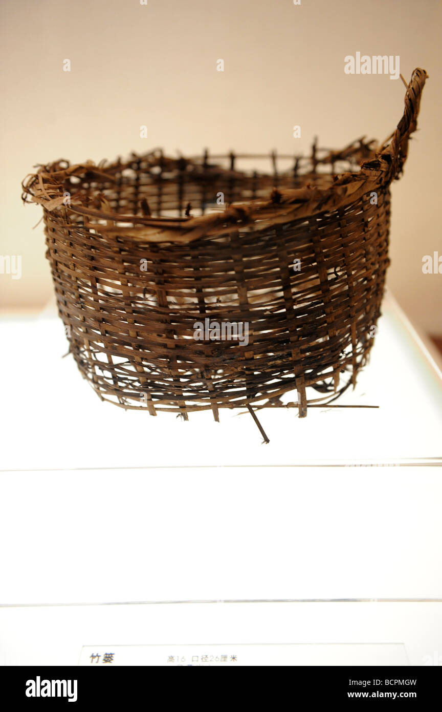 Bien préservé de compensation Braiser Bambou excavée de Mawangdui Han tombe, Hunan Provincial Museum, Changsa, Province du Hunan, Banque D'Images