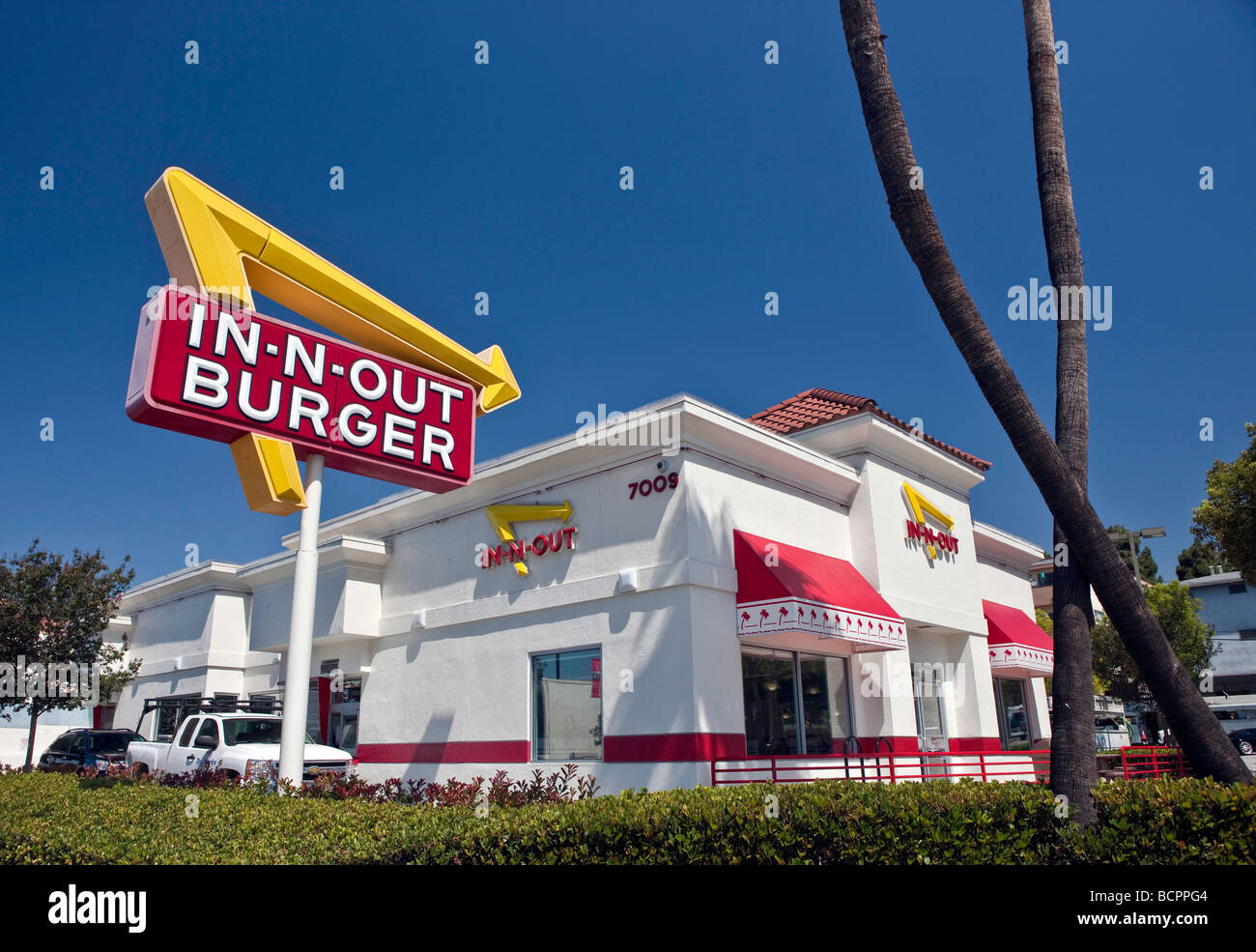 Un In-N-Out Burger Restaurant au 7009 West Sunset Blvd. à Los Angeles, Californie, USA Banque D'Images