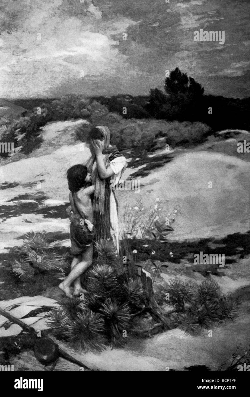 Illustration de Hagar et Ishmaël dans le désert de Beersheba Banque D'Images
