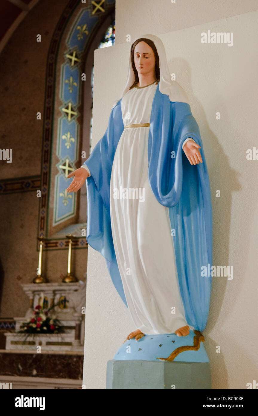 Statue de la Vierge Marie dans l'église catholique romaine Clongeen chapelle. Banque D'Images