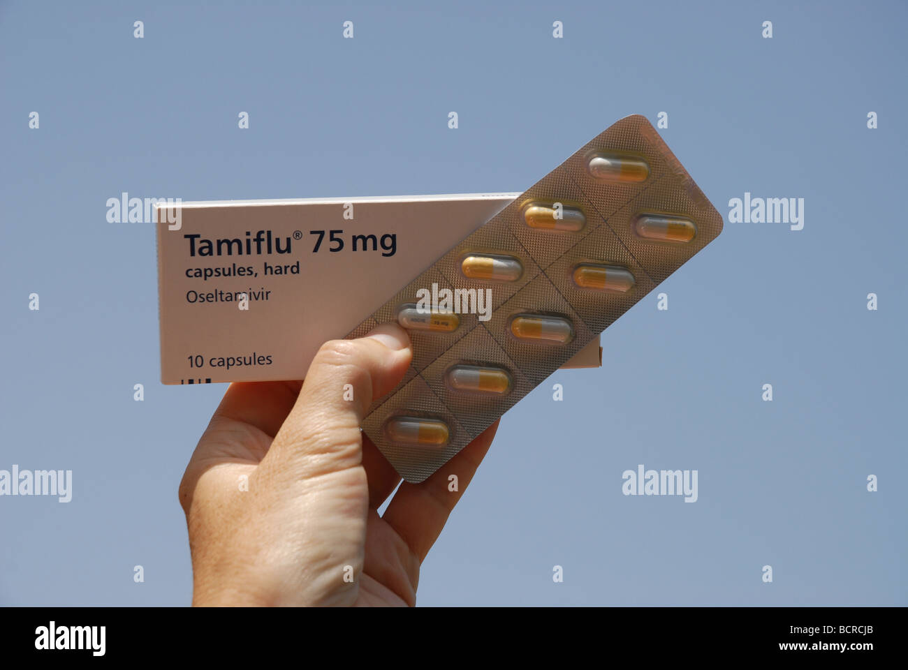 Véritable Tamiflu 75mg, un médicament antiviral utilisé dans le traitement et l'Influenzavirus A prophylaxisof et Influenzavirus B Banque D'Images
