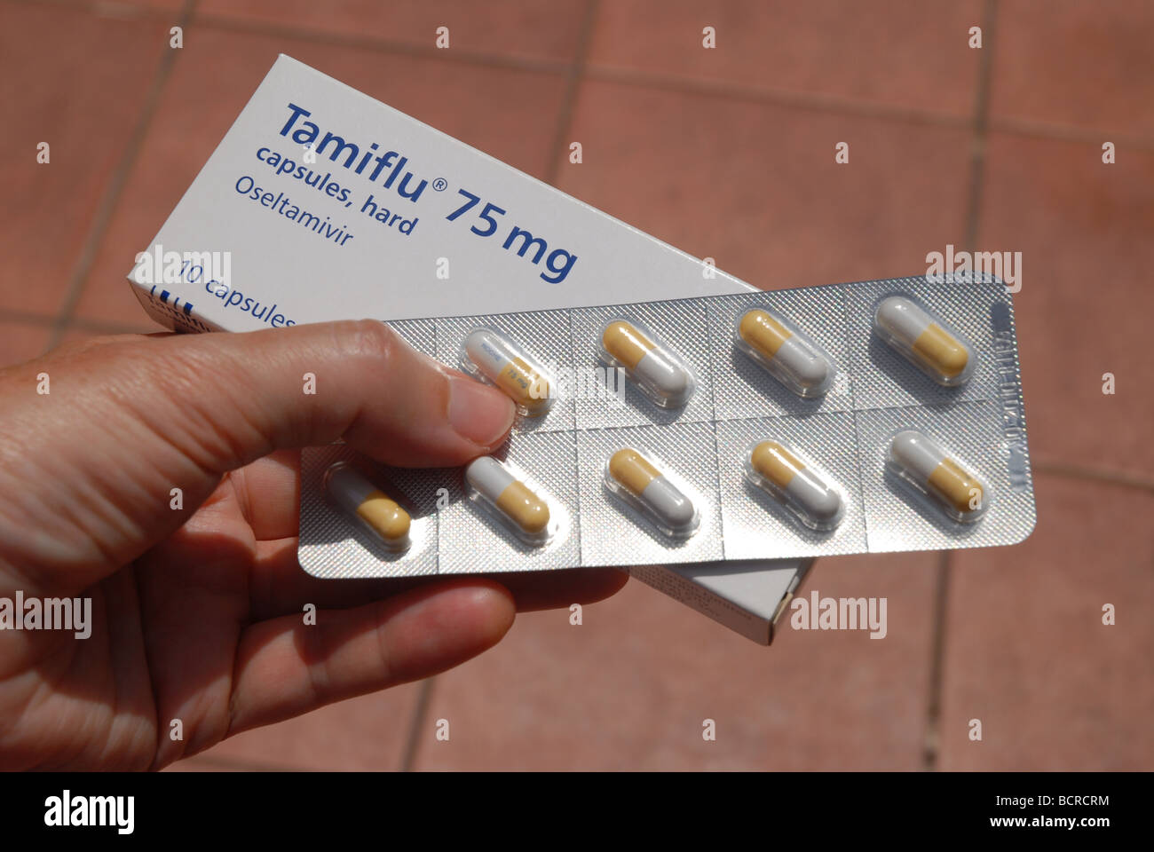 Véritable Tamiflu 75mg, un médicament antiviral utilisé dans le traitement et l'Influenzavirus A prophylaxisof et Influenzavirus B Banque D'Images