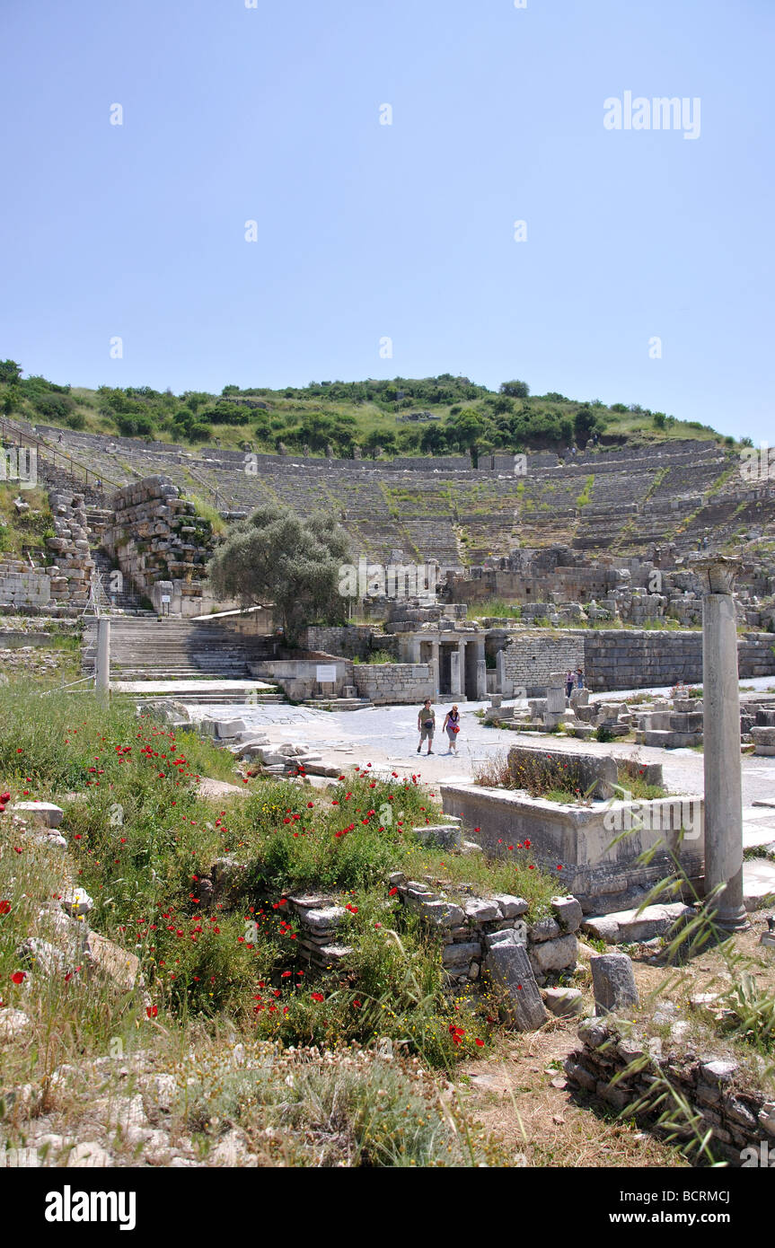 Le théâtre, ville antique d'Éphèse, Selcuk, Izmir, Turquie Province Banque D'Images
