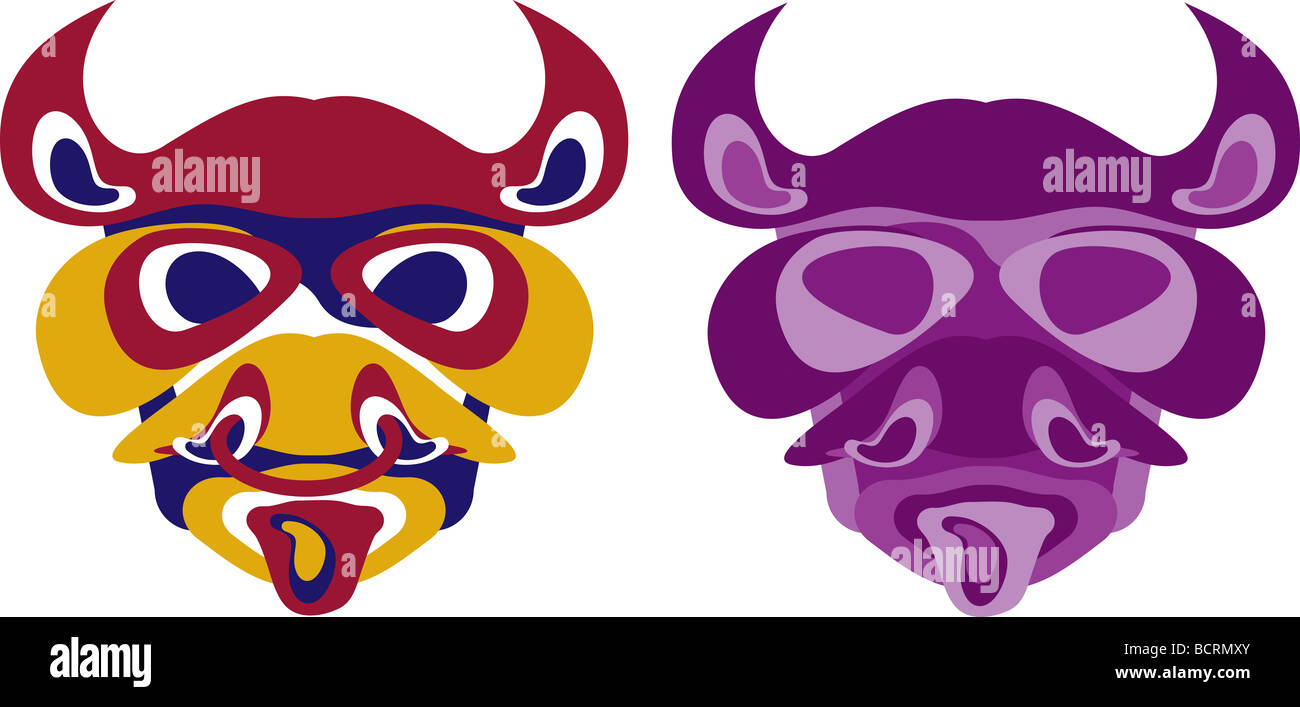Bull Head Mascot aboriginal style design Banque D'Images