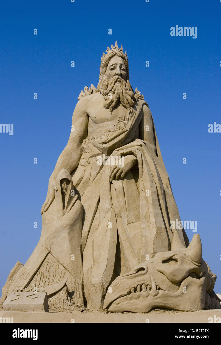 Sculpture de sable de l'Hadès, maître des enfers et seigneur de la mort dans la mythologie grecque Banque D'Images