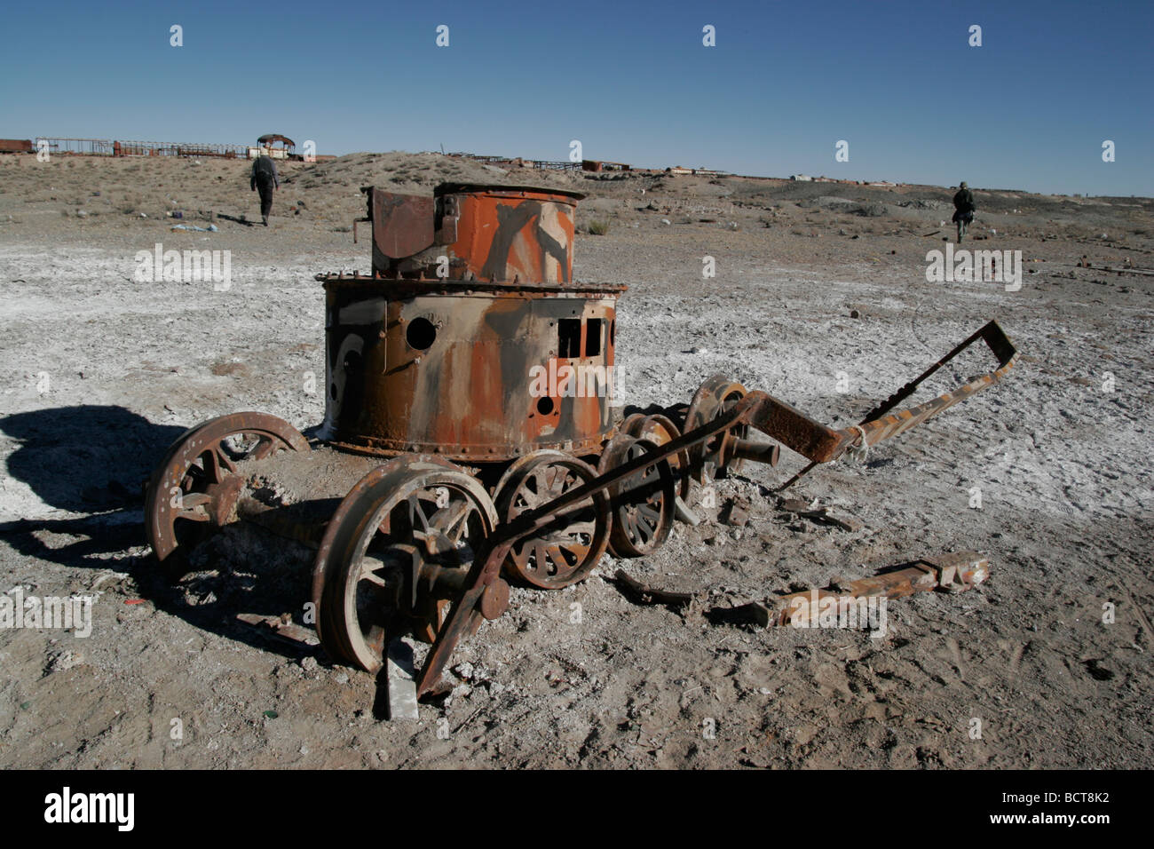 Des trains abandonnés à la périphérie d'Uyuni, Bolivie SW Banque D'Images
