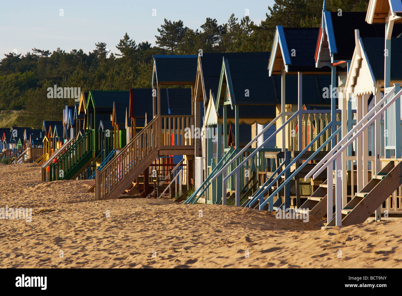 Cabines de plage de Wells next the Sea sur la côte nord du comté de Norfolk Banque D'Images