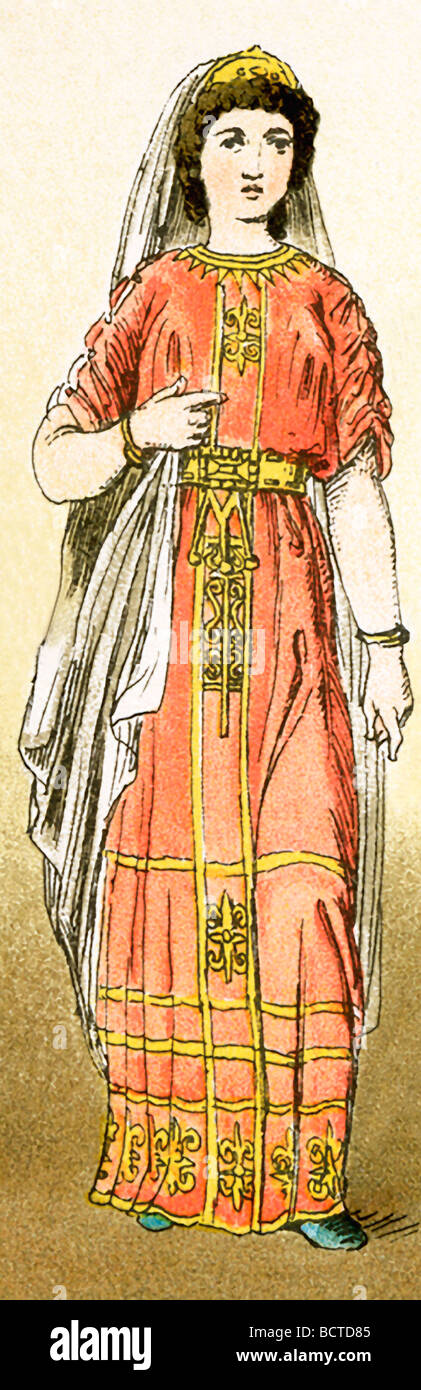 La figure représente une femme. L'illustration dates à 1882. Banque D'Images