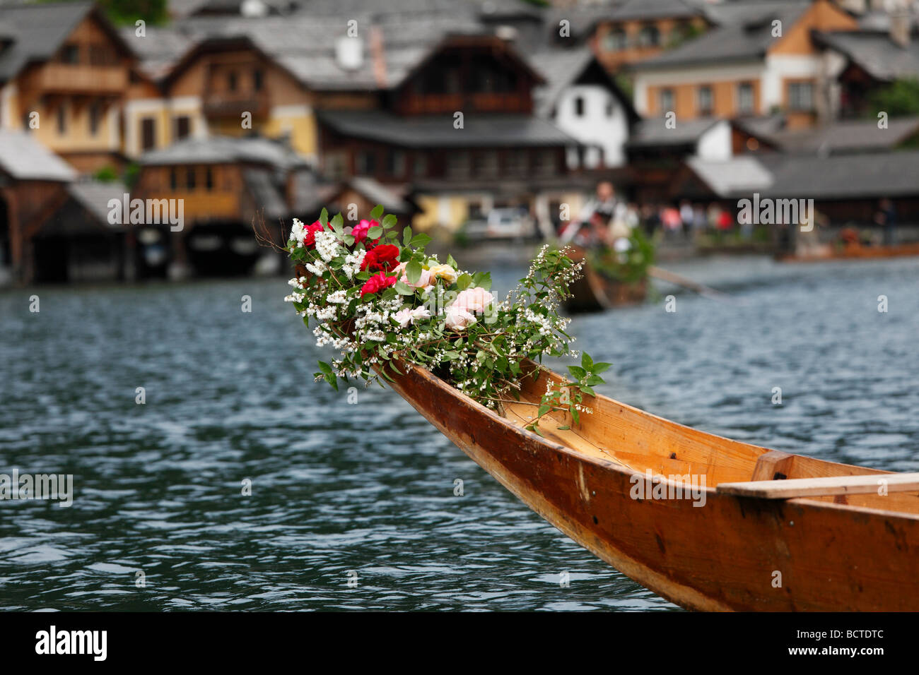 Décoration de fête 'bateau' Plaette, Corpus Christi procession maritime, Hallstatt, voir Lake Hallstaetter, région du Salzkammergut, Banque D'Images
