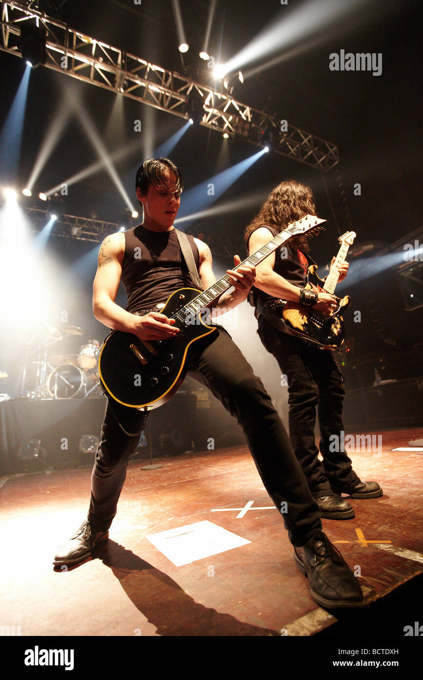 Queensryche avec Geoff Tate, Michael Wilton, chant, guitare, batterie, Martine Scott, Eddie Jackson, basse, Parker Lundgren, guit Banque D'Images