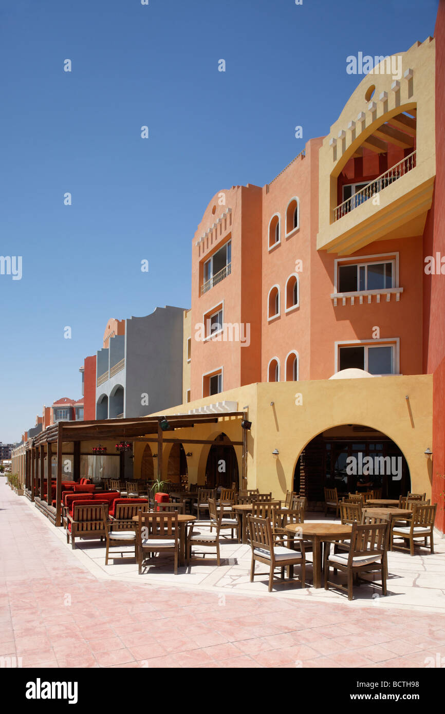 Restaurant en plein air, Hurghada, Egypte, Mer Rouge, Afrique Banque D'Images