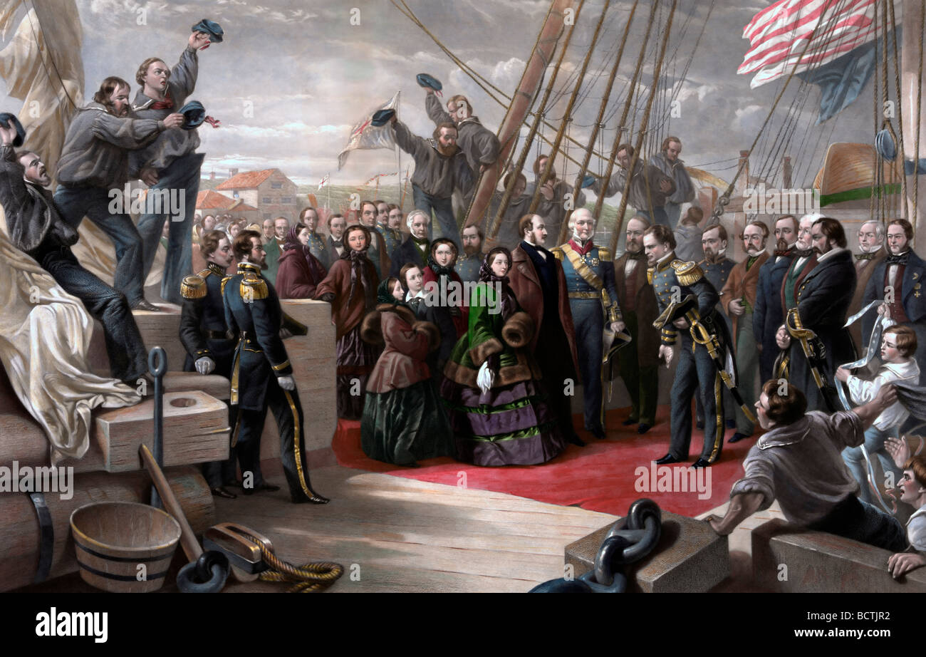 La visite de Sa Majesté la Reine Victoria à l'Arctique navire Resolute - Décembre 16th, 1856 Banque D'Images