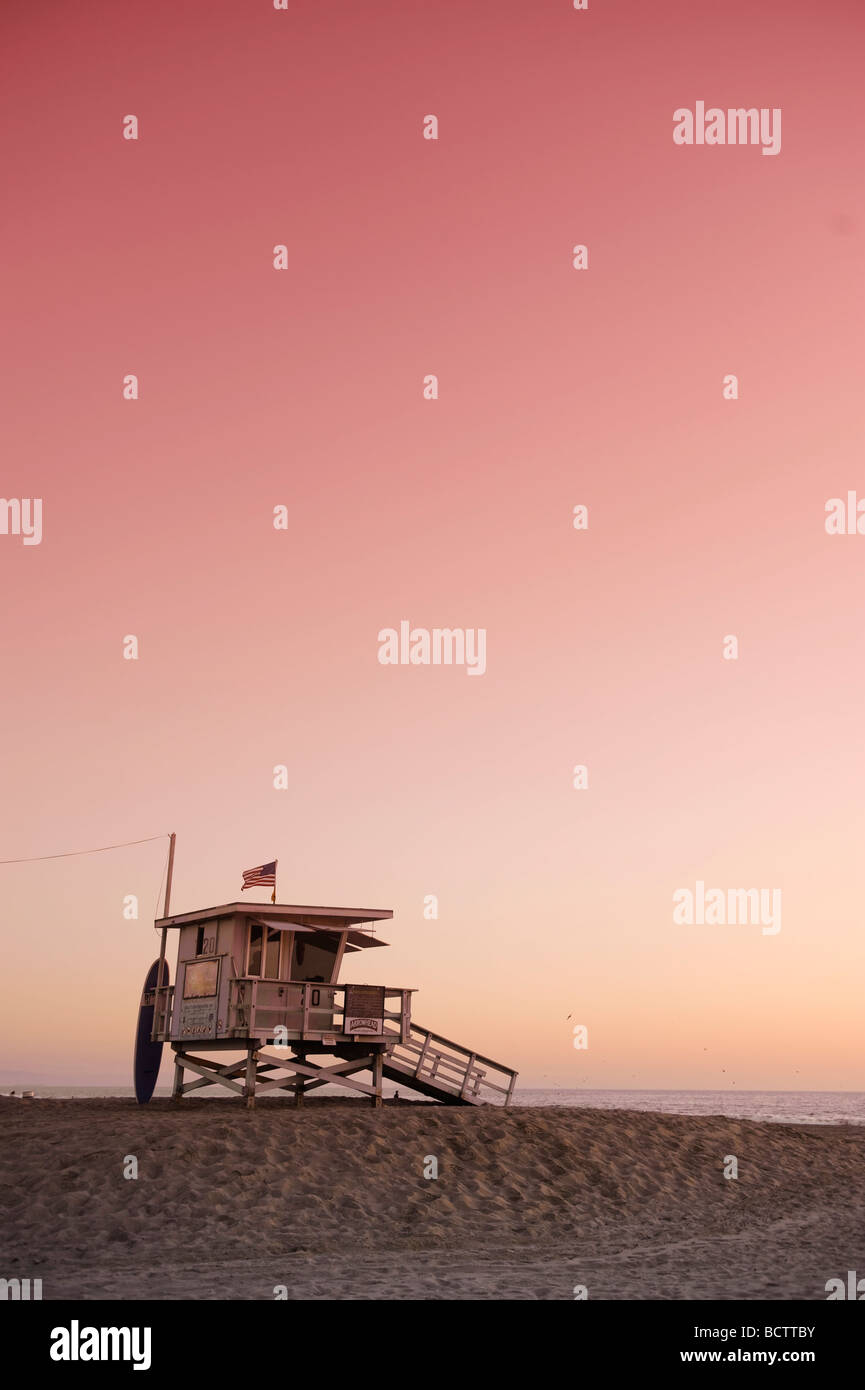 États-unis Californie Los Angeles Santa Monica Beach Lifeguard Tower Banque D'Images