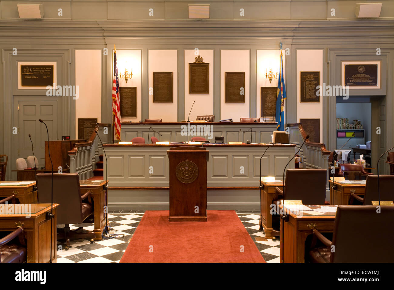 Sénat législatif dans Hall, State Capitol, Dover, New York City, USA Banque D'Images