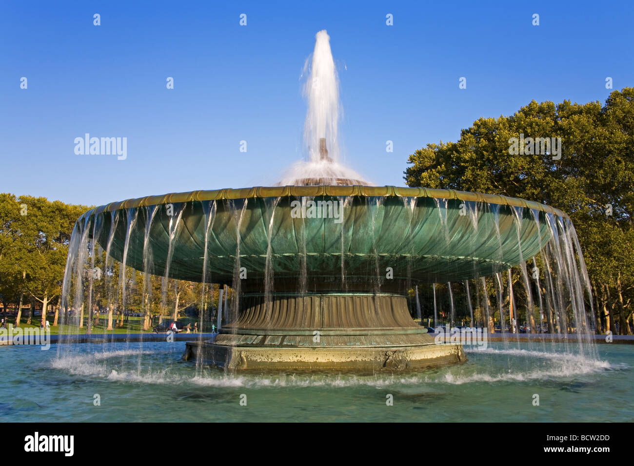 Fontaine dans un parc, Eakins ovale, Fairmount Park, Philadelphia Museum of Art, Philadelphie, Pennsylvanie, USA Banque D'Images