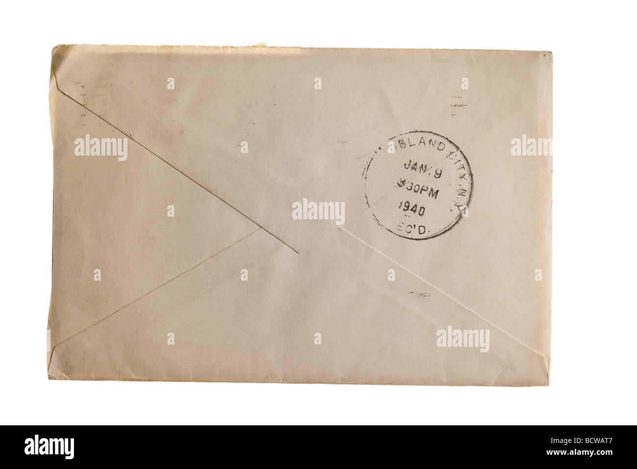 Vintage jauni enveloppe avec cachet stamp Banque D'Images