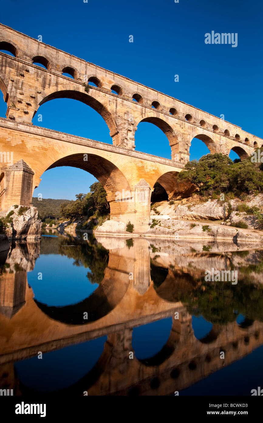 Aqueduc romain - Pont du Gard près de vers-Pont-du-Gard, Occitanie, France Banque D'Images