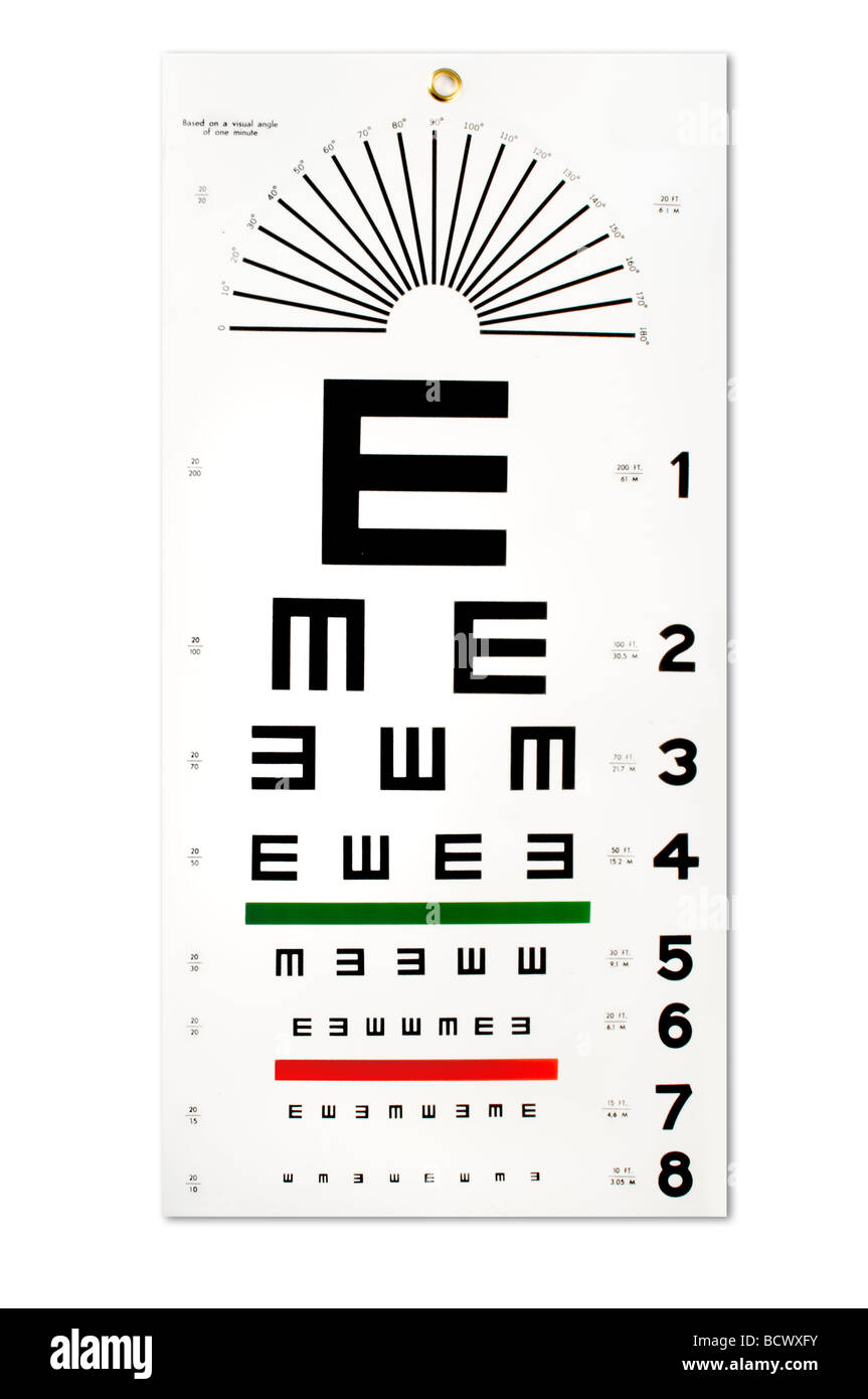 Eye chart on white Banque D'Images