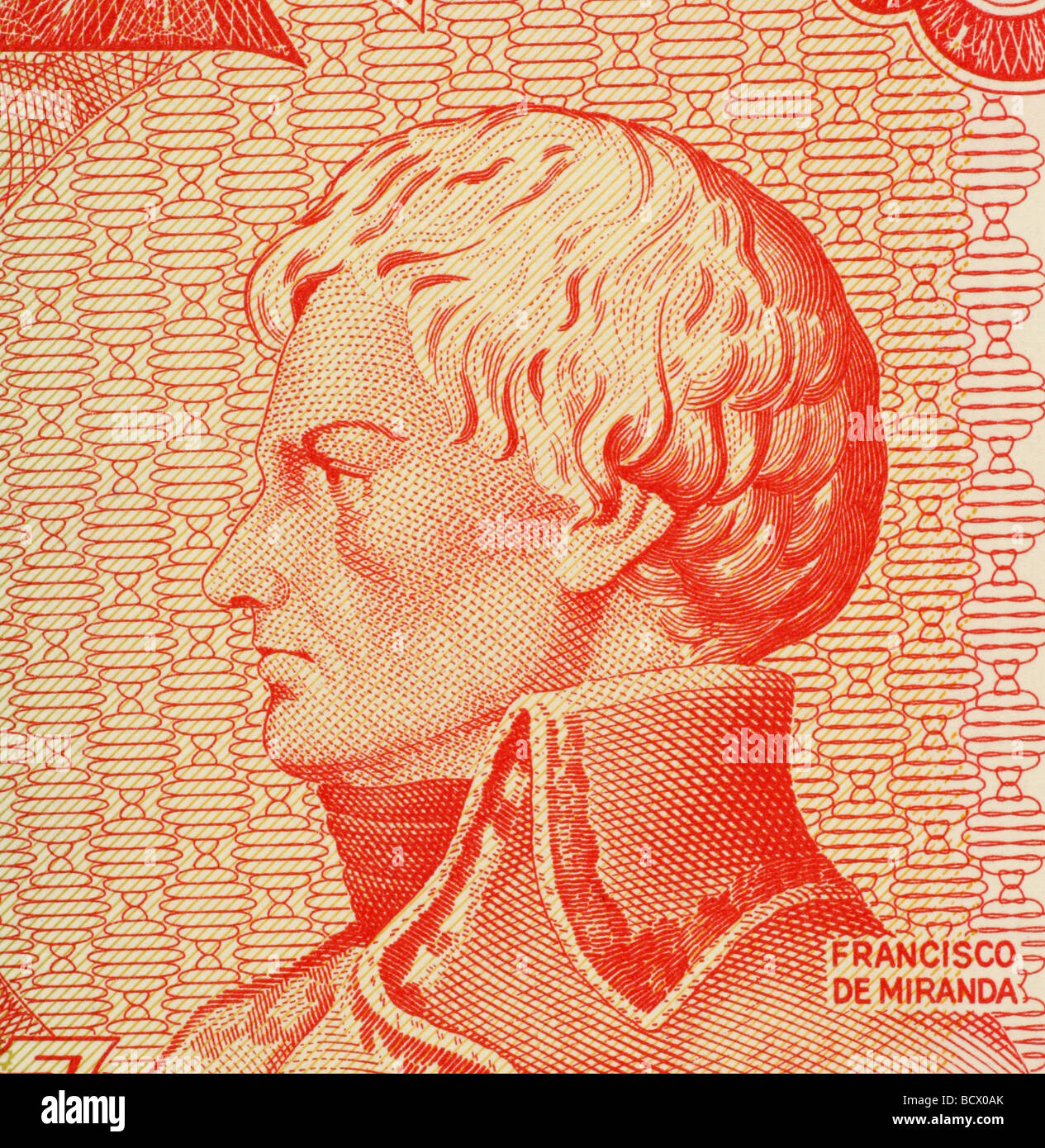 Francisco de Miranda sur 5 Billets du Venezuela Bolivares 1989 Banque D'Images
