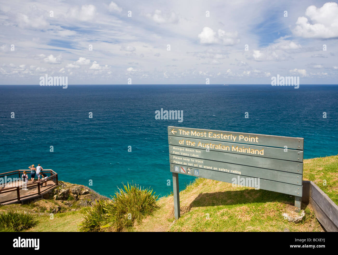 Signe pour point le plus à l'Est de l'Australie à Cape Byron Banque D'Images