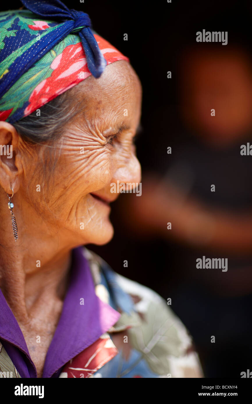 Portrait d'une femme nr Vang Vieng, Laos Banque D'Images