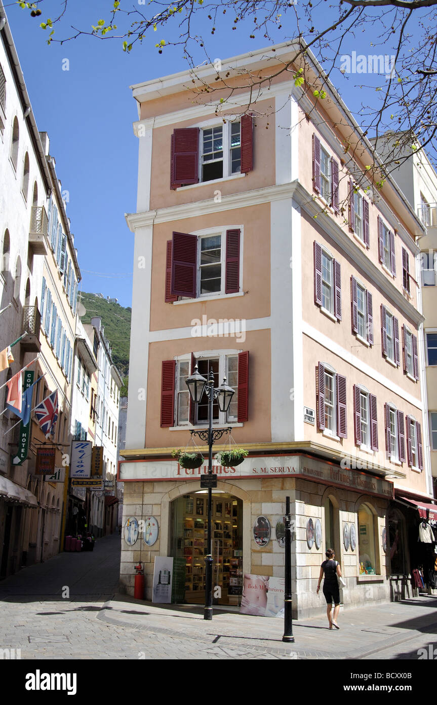 La rue principale, la ville de Gibraltar, Gibraltar Banque D'Images