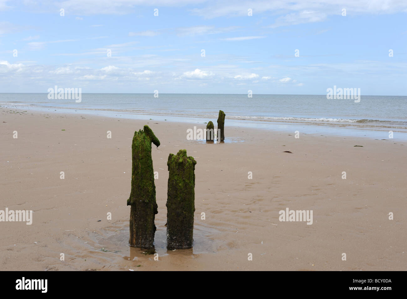 Marée basse sur la plage de la RSPB Titchwell Marsh réserve naturelle sur la côte nord du comté de Norfolk UK Banque D'Images