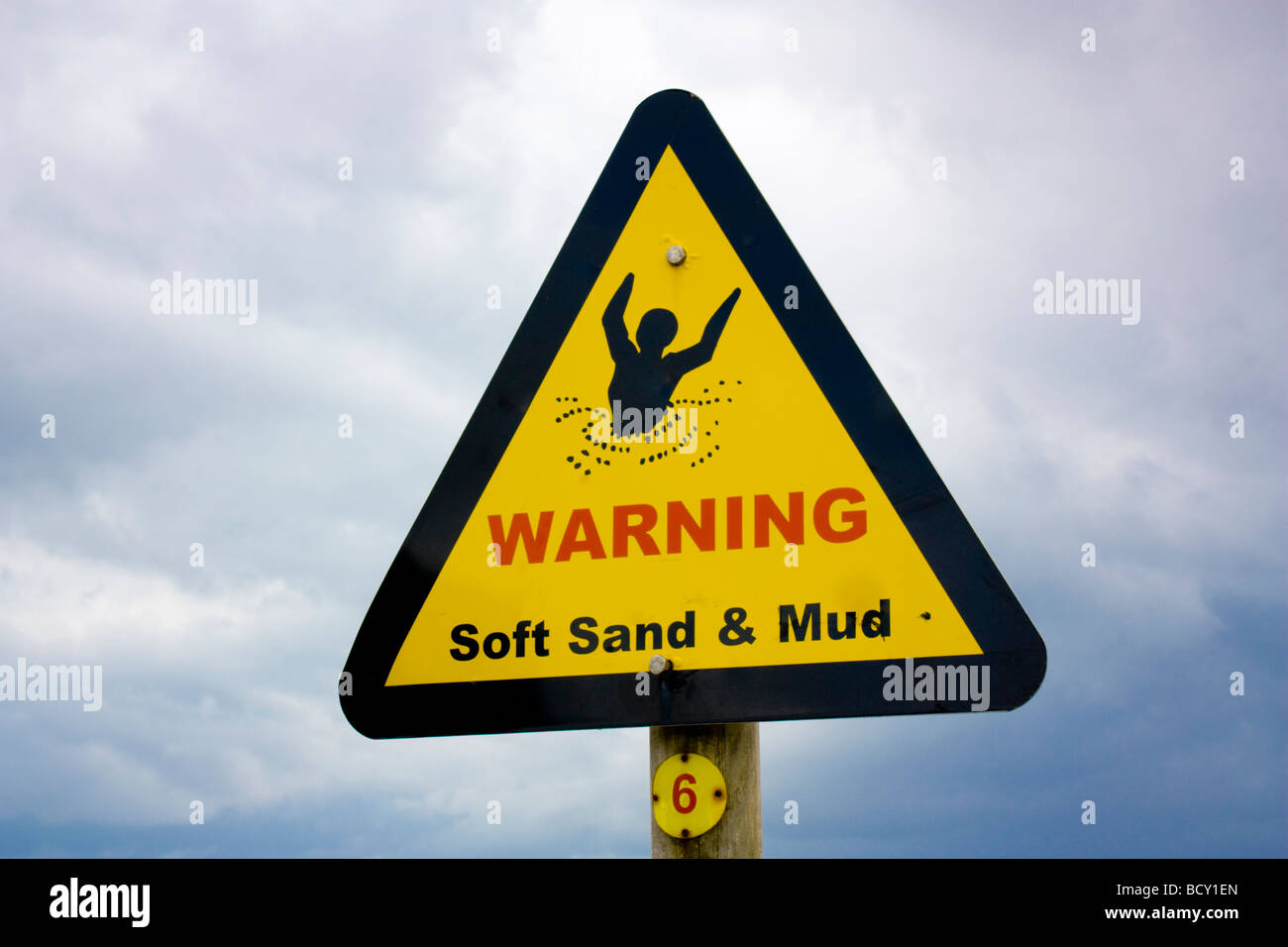 Les substrats de sable et de boue panneau d'avertissement à Burnham On Sea UK Somerset Banque D'Images