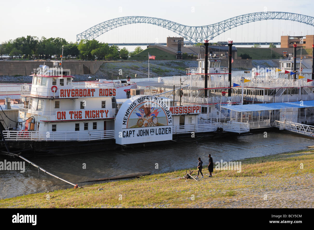 Tennessee Memphis Mississippi River boats Banque D'Images