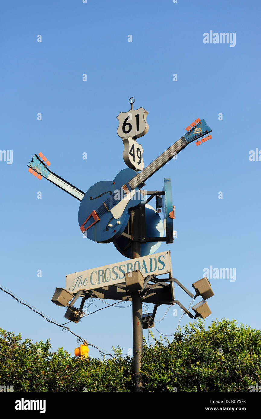 USA Mississippi Clarksdale au carrefour de l'autoroute 61 et 49 Banque D'Images