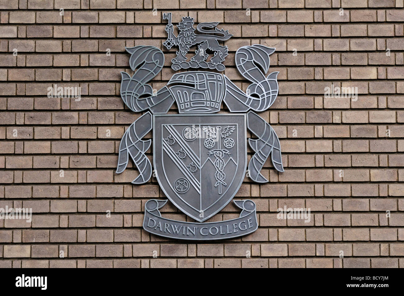 Darwin College Cambridge crest, Queens Road, Cambridge Angleterre UK Banque D'Images