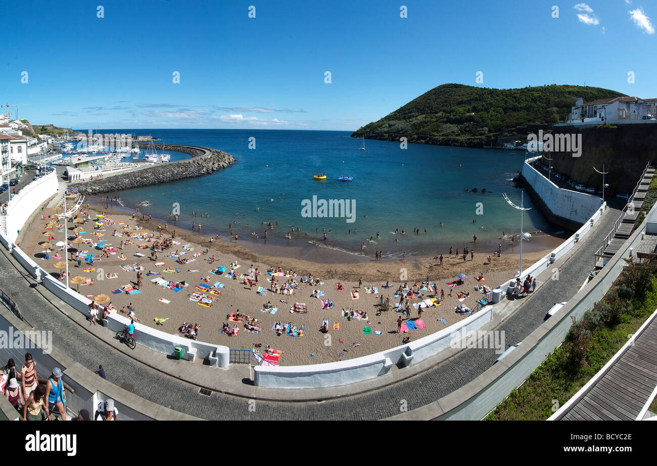 La plage de Prainha à Angra do Heroismo aux Açores Banque D'Images