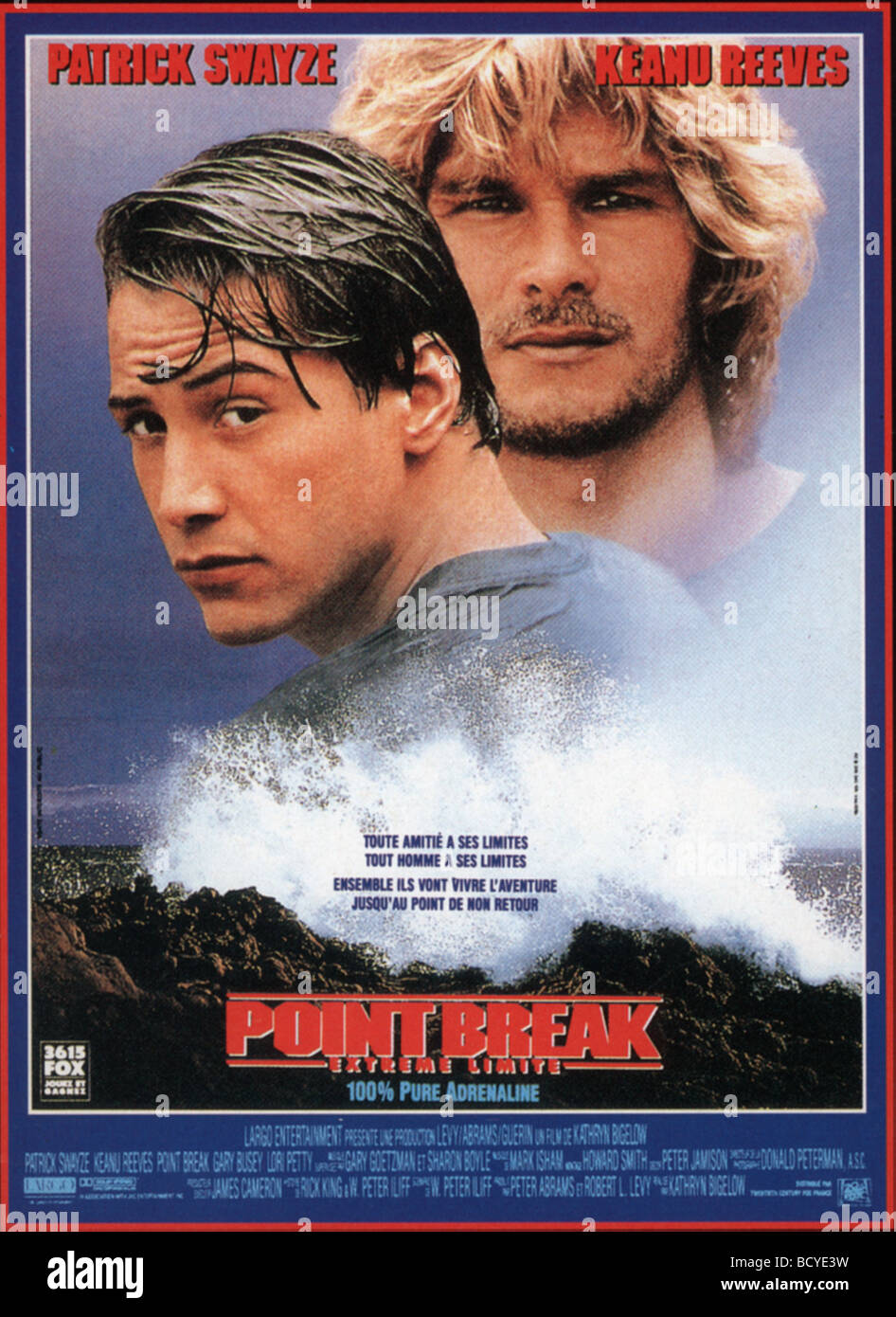 Point Break Année : 1991 Réalisateur : Kathryn Bigelow Keanu Reeves, Patrick Swayze Movie poster (Fr) Banque D'Images