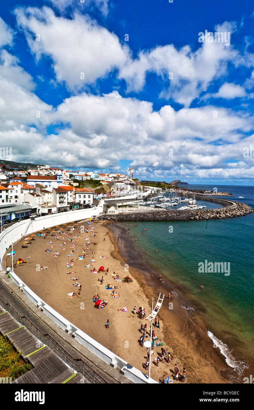 La plage de Prainha à Angra do Heroismo aux Açores Banque D'Images