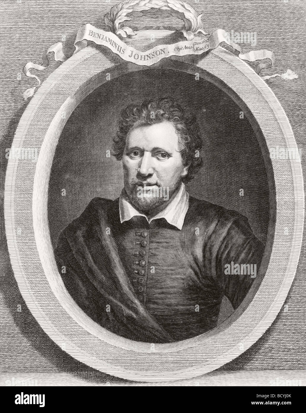 Ben Jonson, alias Benjamin Johnson, 1572 - 1637. Poète et dramaturge de la Renaissance anglaise acteur. Banque D'Images