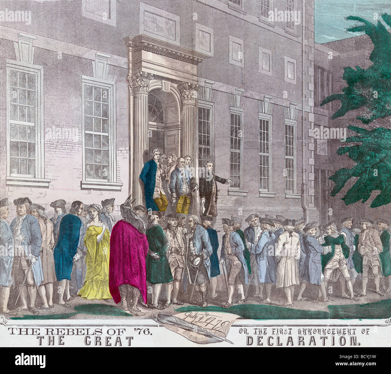 Deuxième Congrès Continental quitte l'Independence Hall de Philadelphie le 4 juillet 1776 après l'adoption de la Déclaration d'Indépendance Banque D'Images
