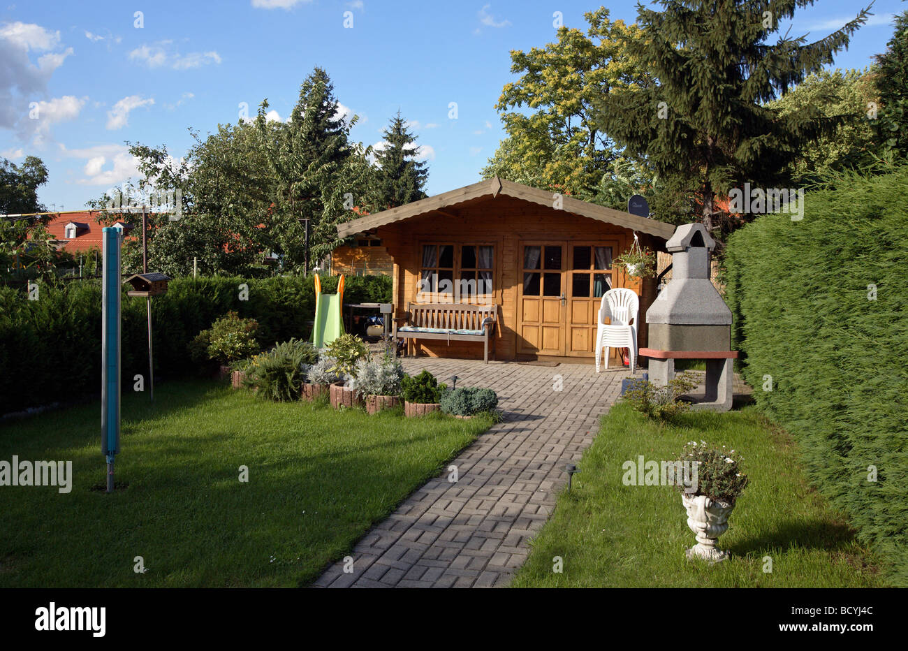 Dans Stemmersberg parcelle de jardin résidentiel, Oberhausen, Allemagne Banque D'Images