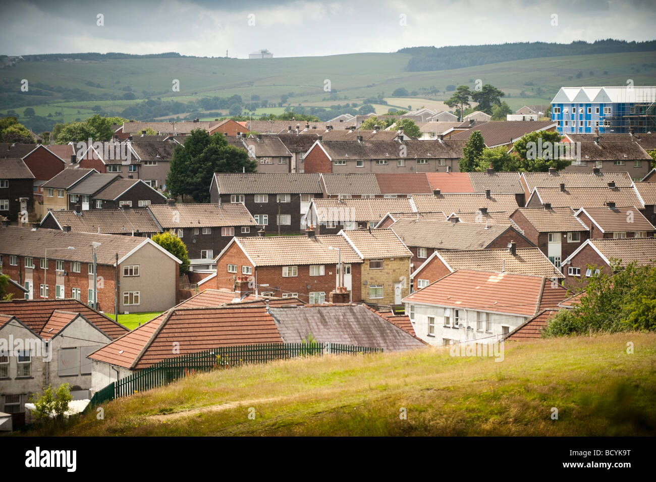 Le conseil de Gurnos Housing Estate, dans la banlieue de Merthyr Tydfil, South Wales UK Banque D'Images