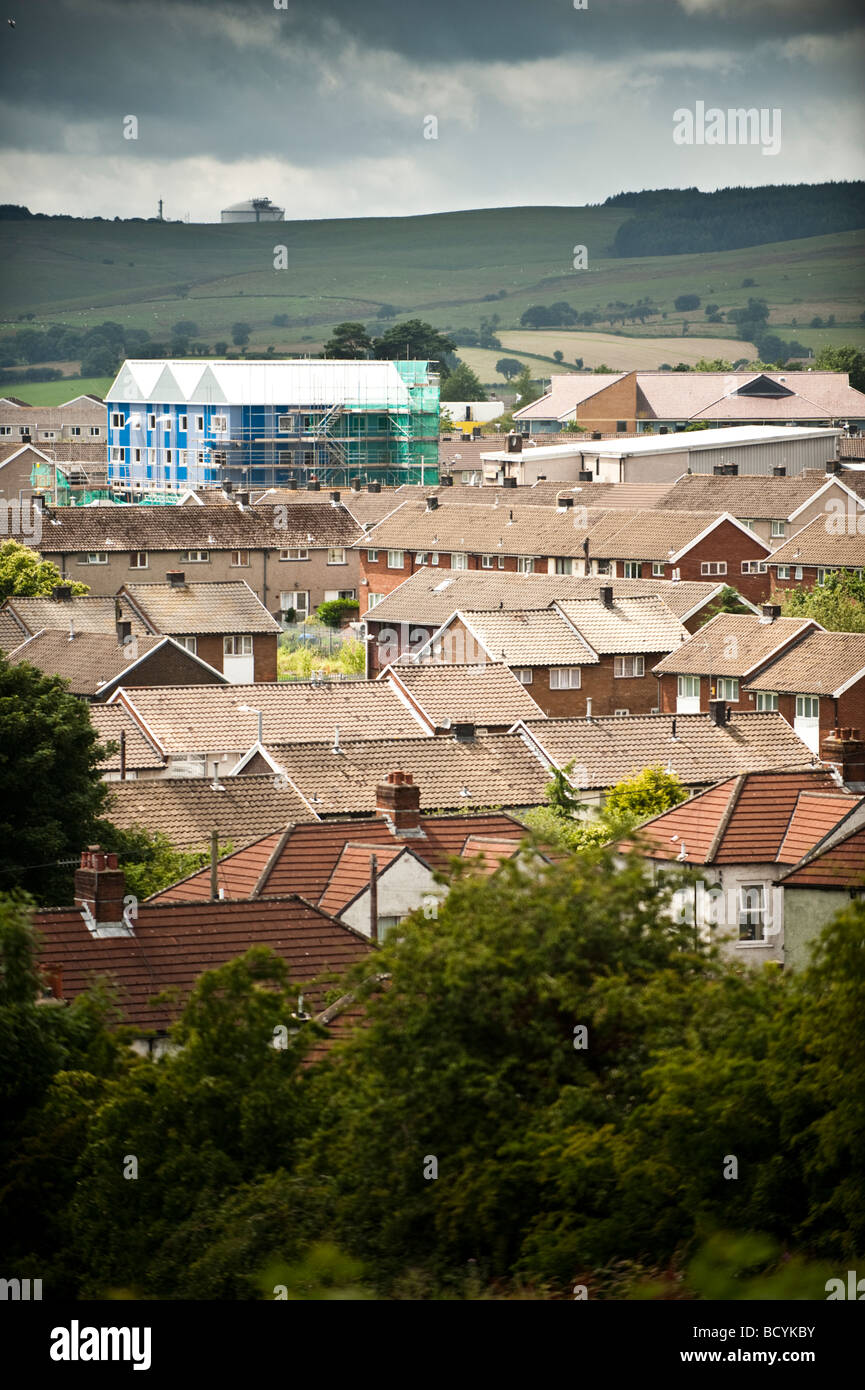 Le conseil de Gurnos Housing Estate, dans la banlieue de Merthyr Tydfil, South Wales UK Banque D'Images