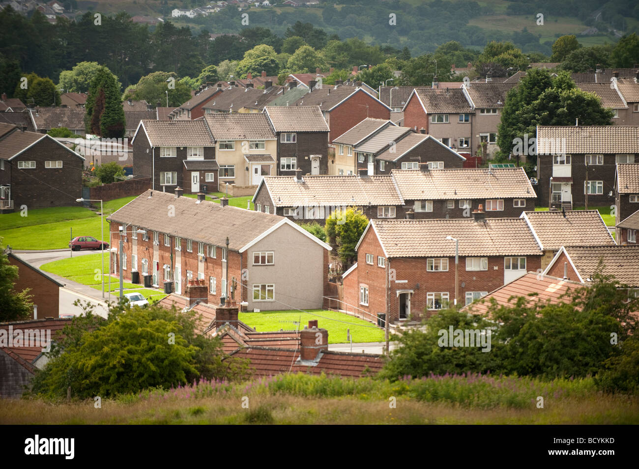 Le conseil de Gurnos Housing Estate, dans la banlieue de Merthyr Tydfil, South Wales UK Banque D'Images
