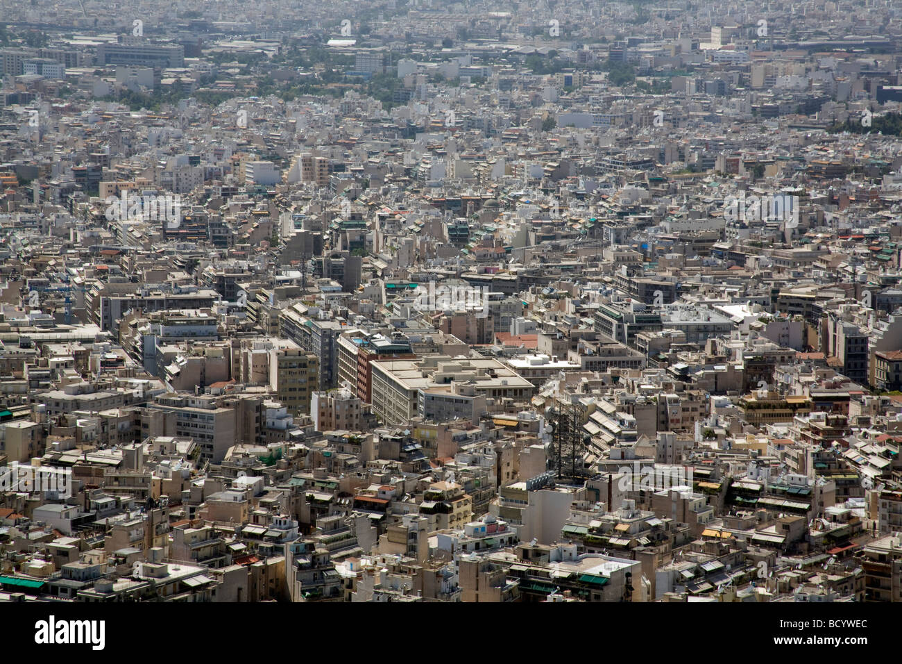 Vue sur la ville depuis la colline du Lycabette, Athènes Grèce Banque D'Images