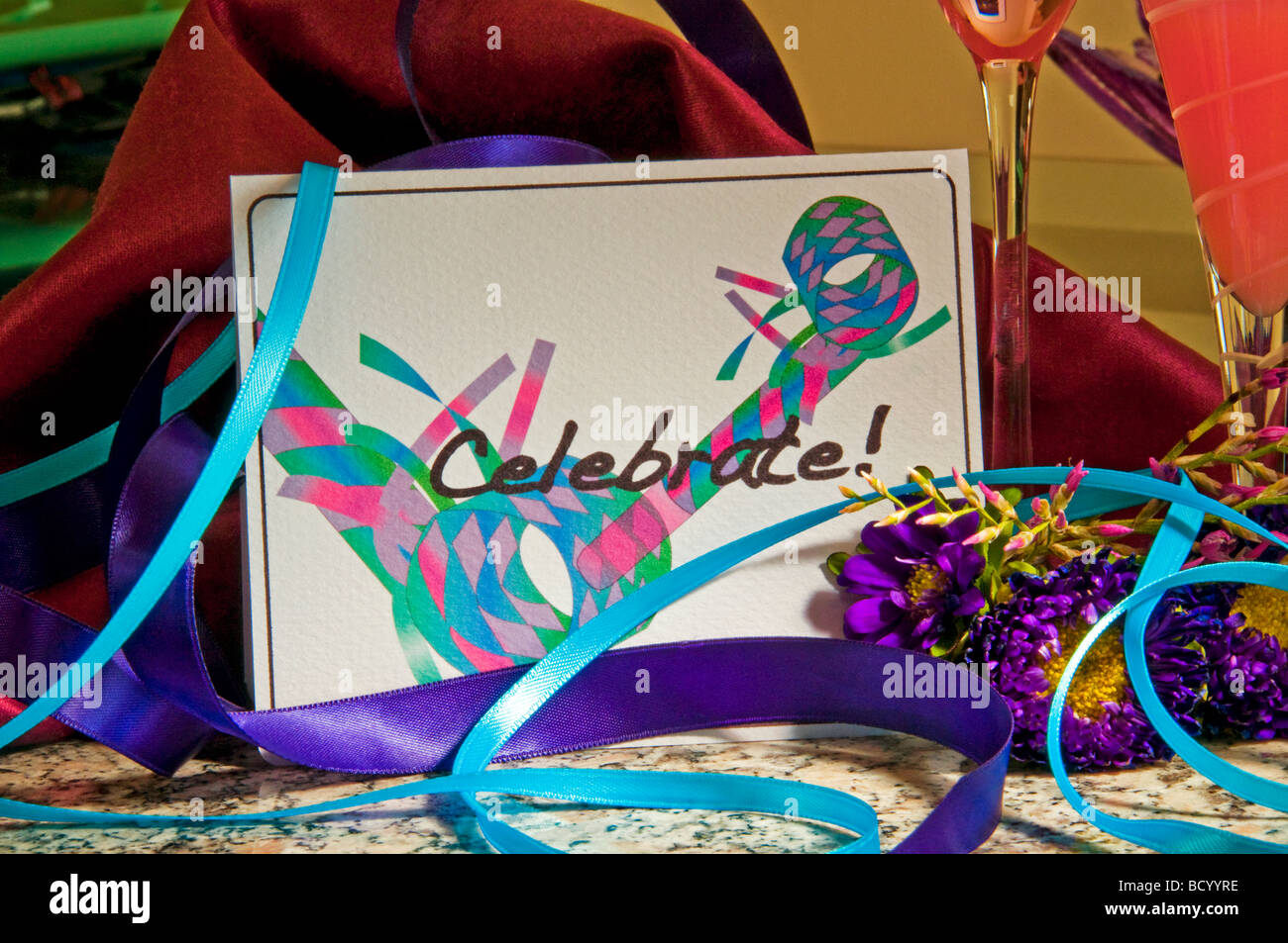 Invitations cartes de vœux papier plié Banque D'Images