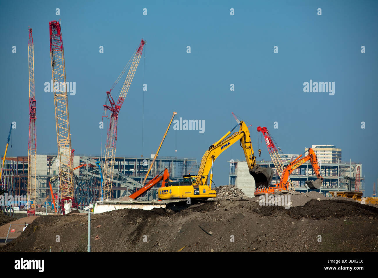 Londres Olympics Centre aquatique en construction avril 2009, Stratford, Londres, Angleterre, Royaume-Uni. Banque D'Images