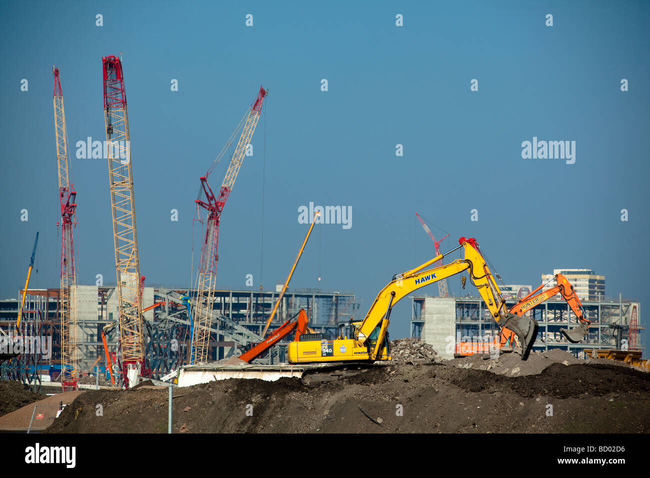 Londres Olympics Centre aquatique en construction avril 2009, Stratford, Londres, Angleterre, Royaume-Uni. Banque D'Images